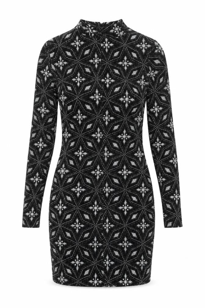 Topshop Women’s Black Geometric Bodycon Dress Size 8