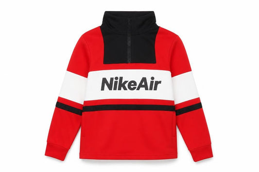 Nike Boys Red Colourblock Half Zip Sweater M