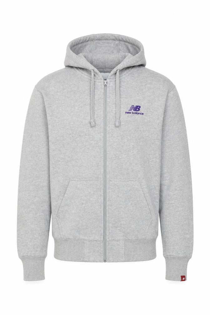 Mens UK S Regular New Balance Grey Full Zip Hoodie