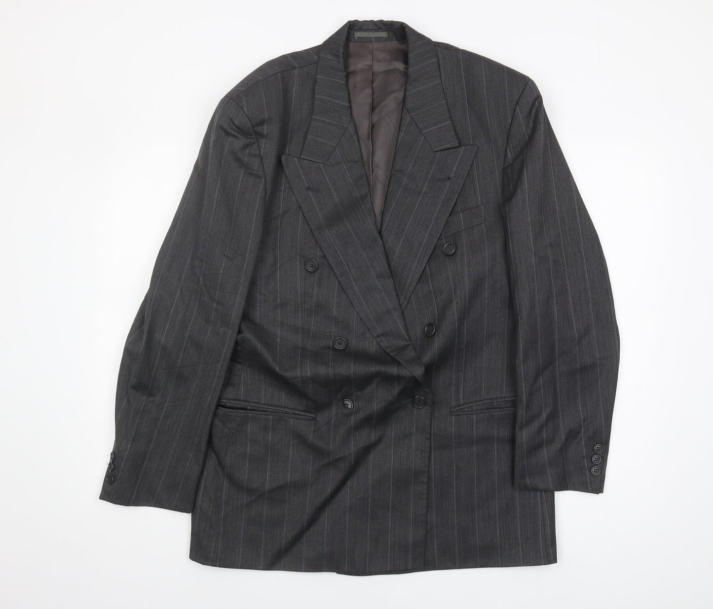Hugo Boss Men's Grey Striped Blazer, Size UK 38, Classic Fit