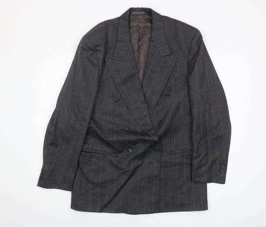 Hugo Boss Men's Grey Striped Blazer, Size UK 38, Classic Fit