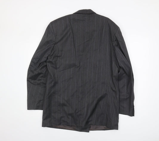 Hugo Boss Men's Grey Striped Blazer, Size UK 38, Classic Fit