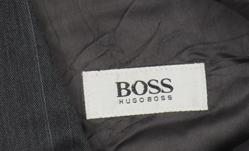 Hugo Boss Men's Grey Striped Blazer, Size UK 38, Classic Fit