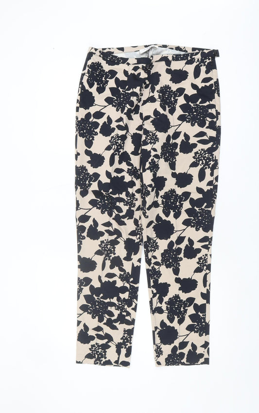 Laura Ashley Women's Beige Floral Trousers, Size 12