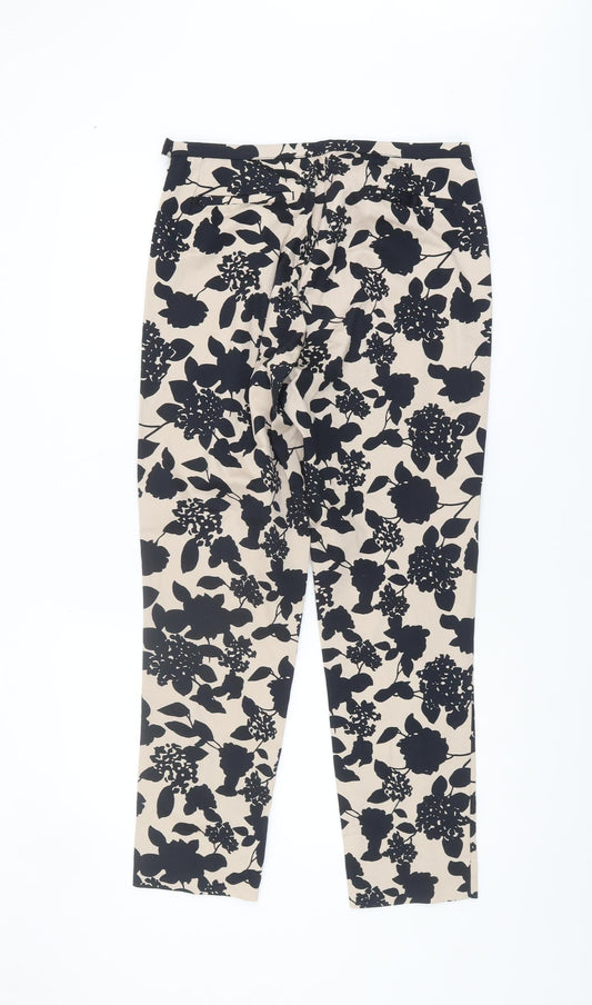 Laura Ashley Women's Beige Floral Trousers, Size 12