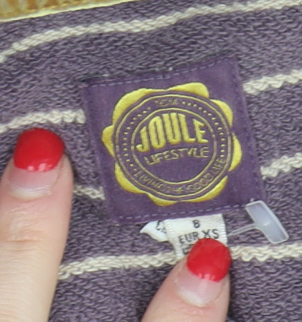 Joules Women's Purple Striped Pullover Sweatshirt Size 8