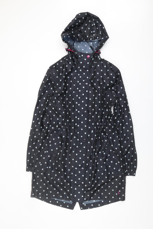 Joules Women's Black Polka Dot Rain Coat Size 8