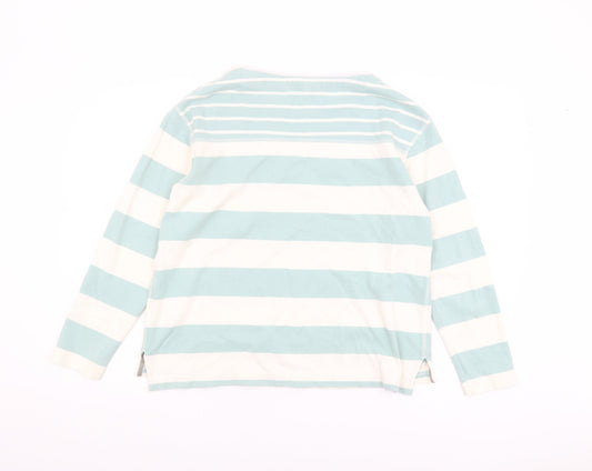 White Stuff Women's Blue Striped Cotton Top UK 12