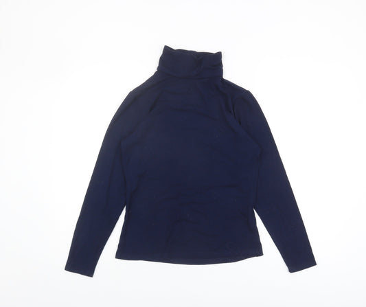 WoolOvers Women's Blue Roll Neck Long Sleeve Top - S