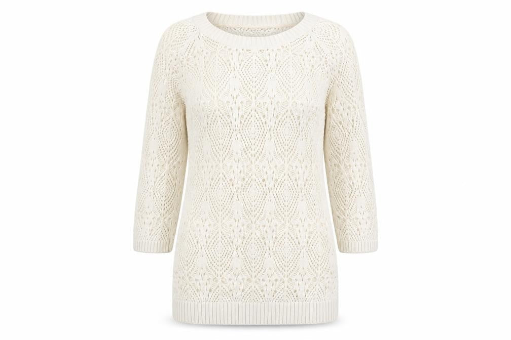 FatFace Women’s Ivory Open-Knit Jumper, Size 8