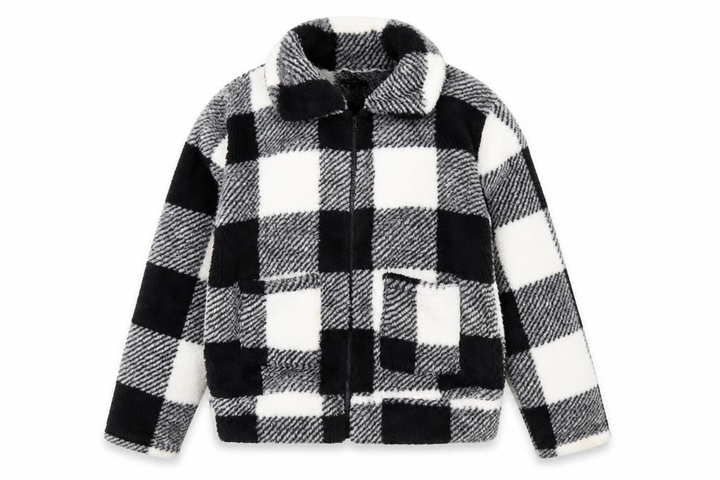QED London Women's Black Check Jacket Size L Zip