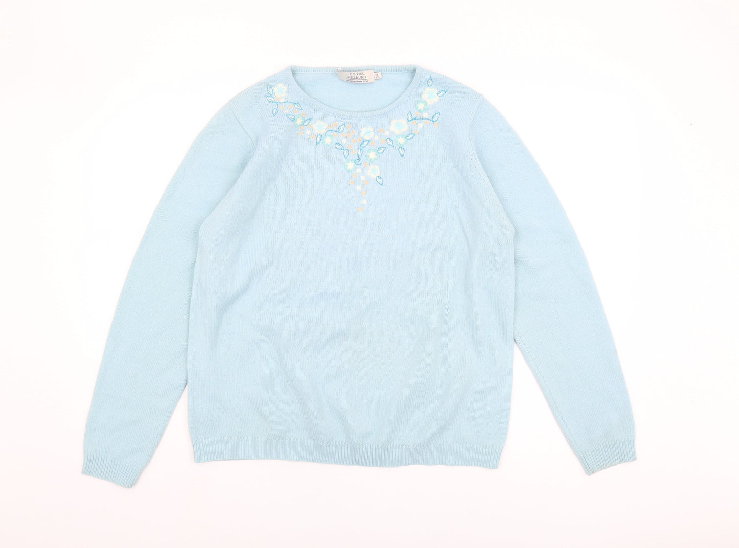 Honor Millburn Women's Blue Jumper M Embroidered Knit