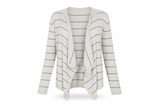 FatFace Women's Beige Striped Open Front Cardigan, Size 12