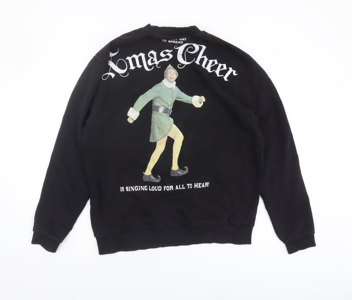 Back view of ASOS DESIGN Men's Black M Christmas Sweatshirt