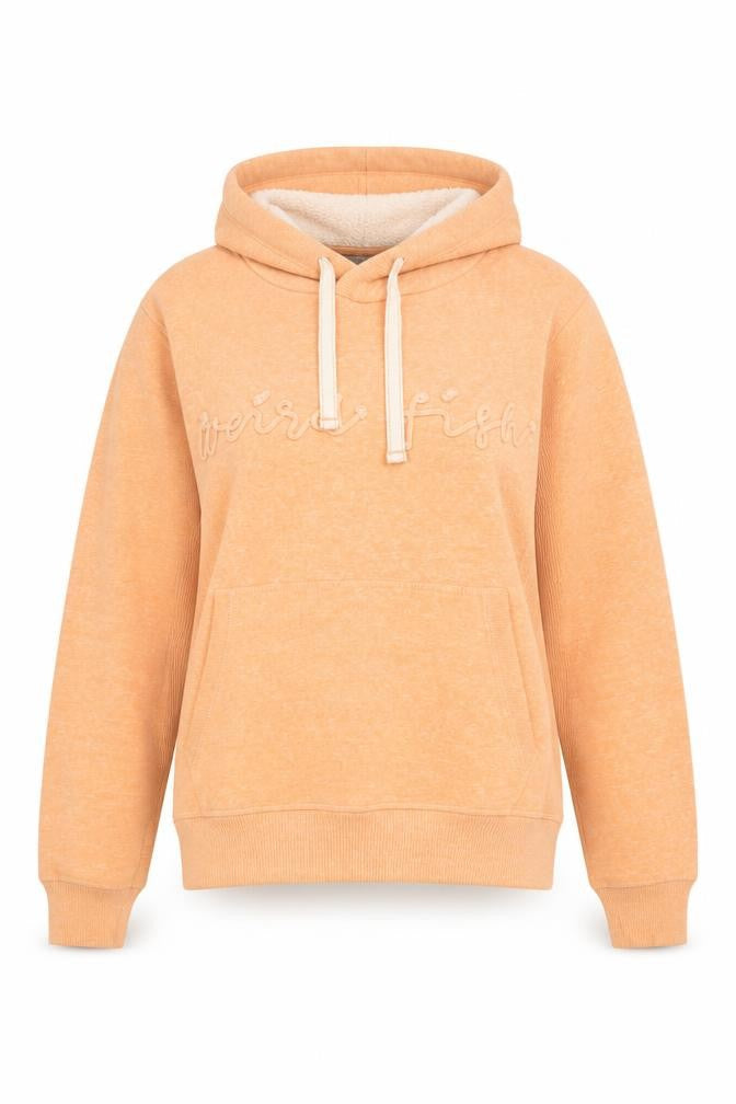 Womens UK 14 Regular Weird Fish Orange Pullover Hoodie