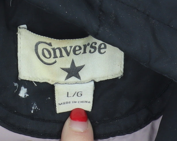 Converse Women's Black Puffer Jacket L Hooded