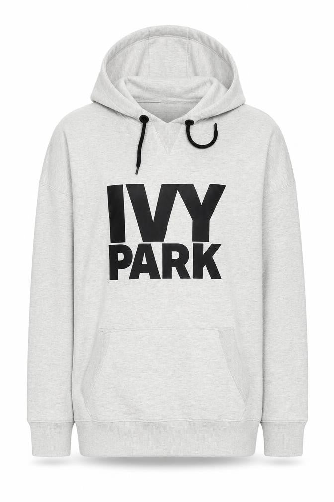 Front view of Ivy Park Men's Grey Pullover Hoodie M
