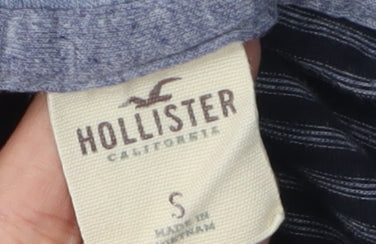 Hollister Men's Blue Striped Hoodie, Size S, Pullover Style
