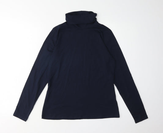 Lands' End Women's Blue Roll Neck Top Small
