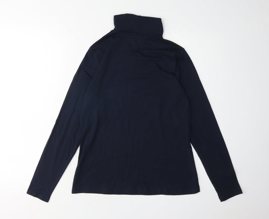 Lands' End Women's Blue Roll Neck Top Small