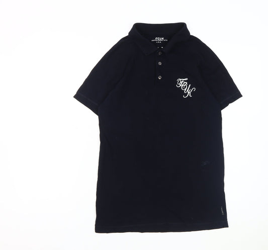 FCUK Men's Black Collared T-Shirt M with Logo
