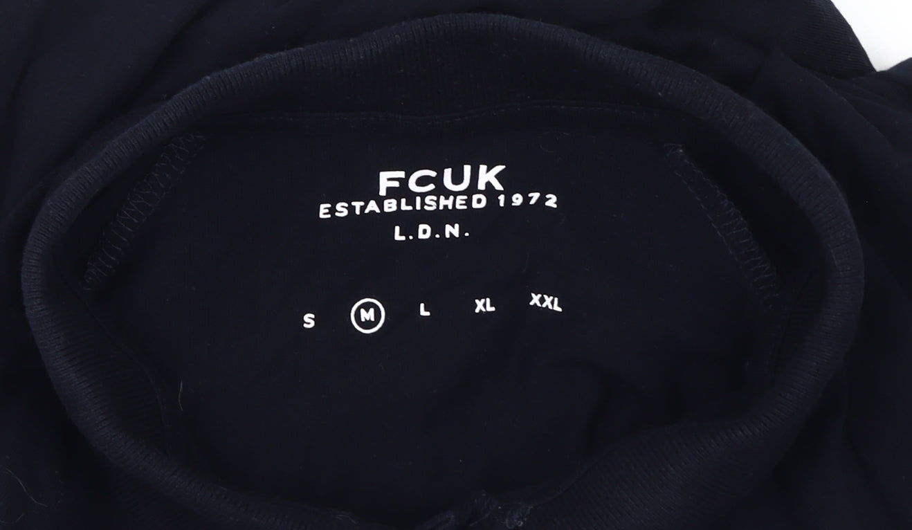 FCUK Men's Black Collared T-Shirt M with Logo