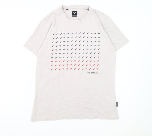 VOI Jeans Co. Men's Grey T-Shirt, Medium
