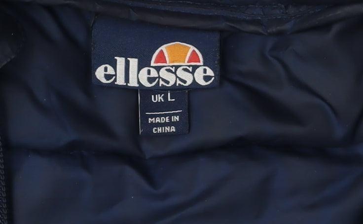 Ellesse Men's Blue Puffer Jacket L Hooded Zip Casual