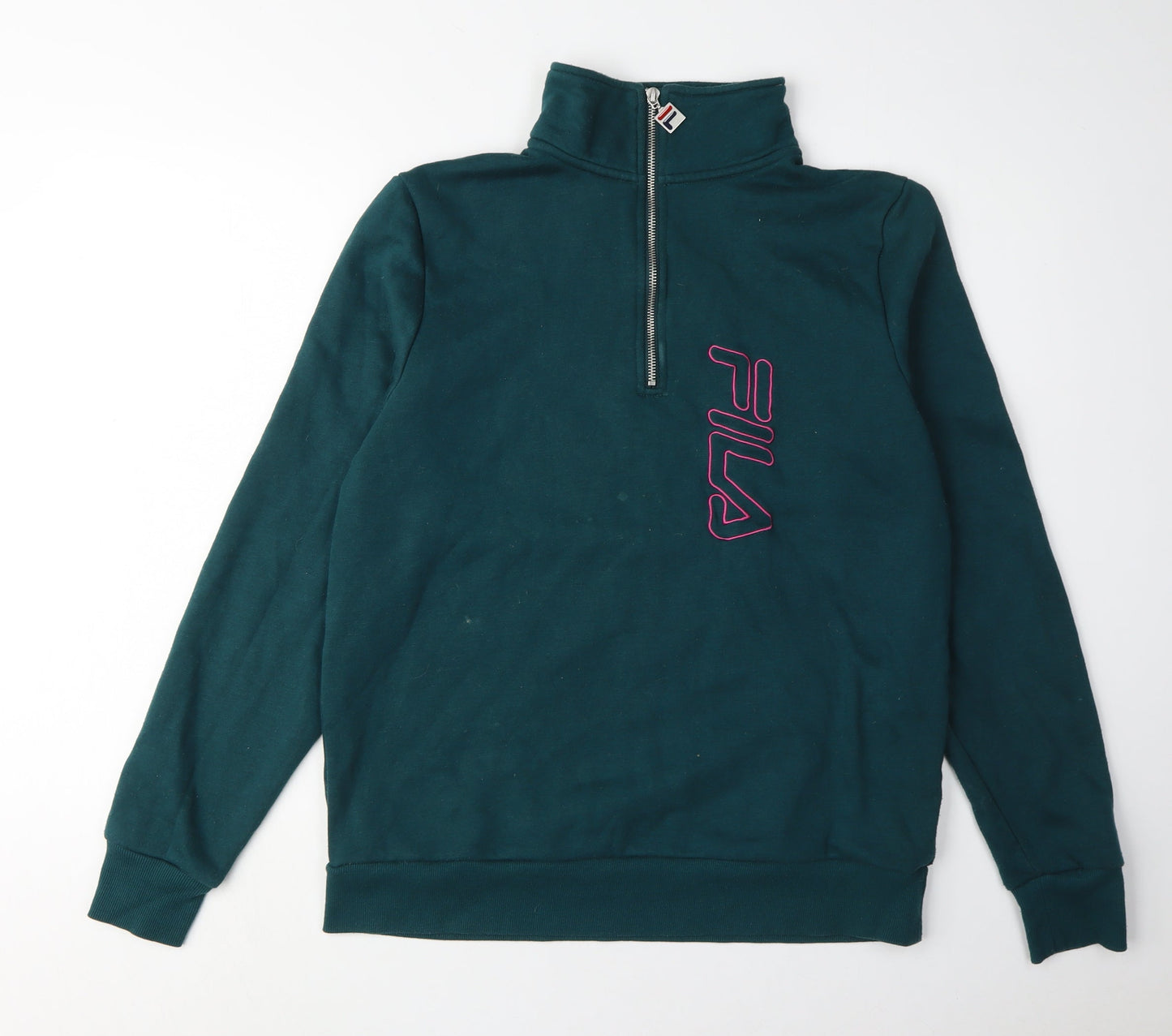 Fila Green Medium Unisex 1/4 Zip Logo Henley Sweatshirt