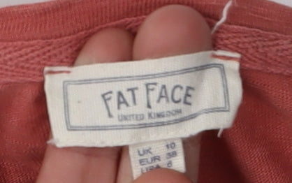 Fat Face Women’s Red T-Shirt, Size 10, Cotton Modal Blend