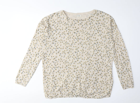 Fat Face Women's Beige Floral Pullover Jumper Size 12