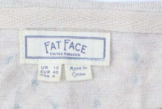 Fat Face Women's Beige Floral Pullover Jumper Size 12