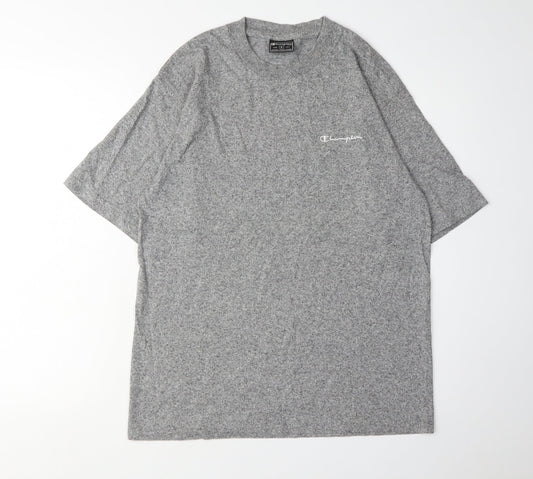Champion Men's Grey Medium Crew Neck T-Shirt, Logo Accent