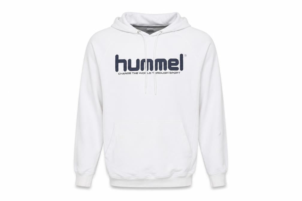 Hummel Men's White Pullover Hoodie, Size S, Logo Accent