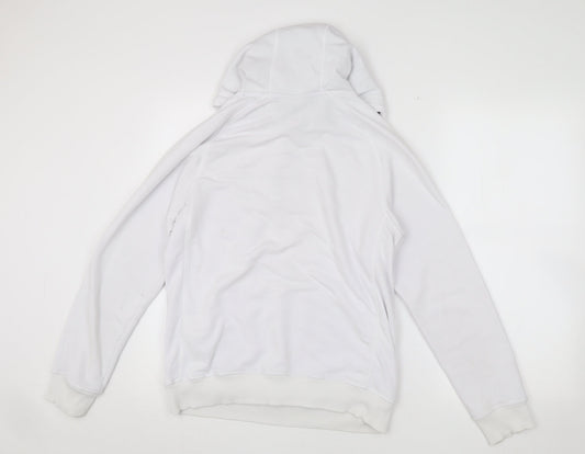 Hummel Men's White Pullover Hoodie, Size S, Logo Accent