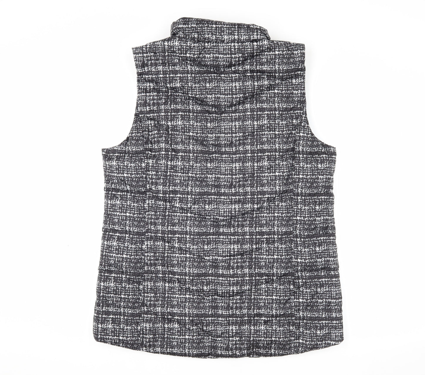 Lands' End Women's Black Check Puffer Waistcoat, L Tall