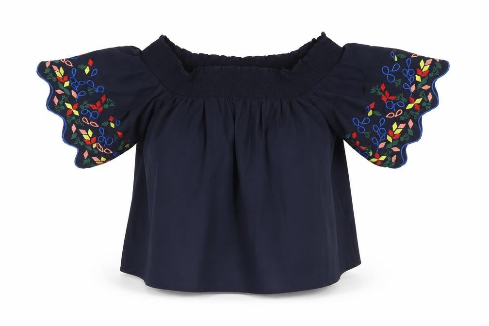 Marks and Spencer Women's Blue Off Shoulder Top, Size 14