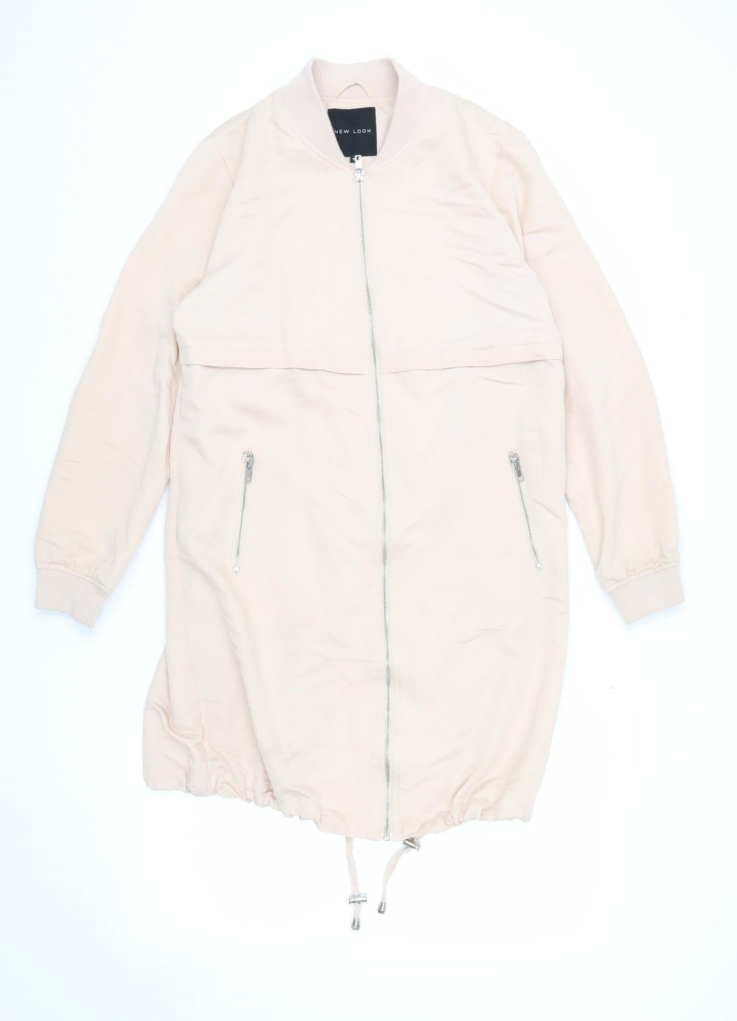 New Look Women's Beige Long Bomber Jacket Size 10