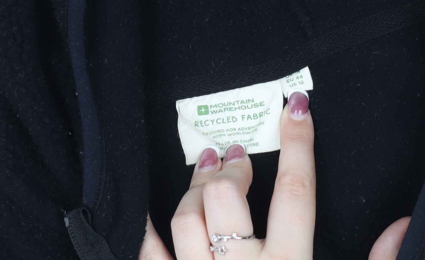 Mountain Warehouse Unisex Black Fleece Hoodie, Size 16