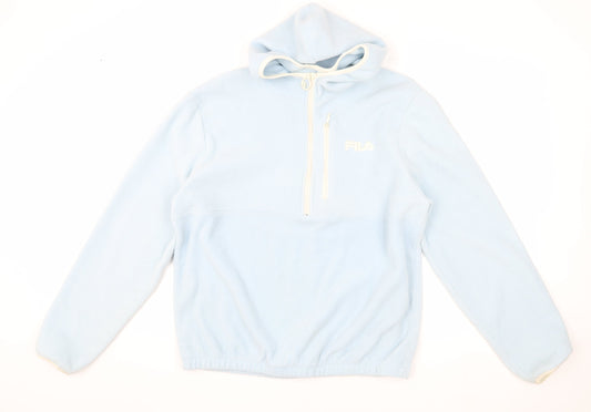 FILA Men's Blue Hooded 1/2 Zip Fleece Hoodie, Size L