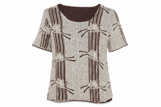 Womens UK Size XL BASSINI Brown Polyester Blend T-Shirt