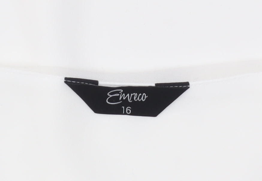 Emreco Women's White V-Neck Blouse Size 16