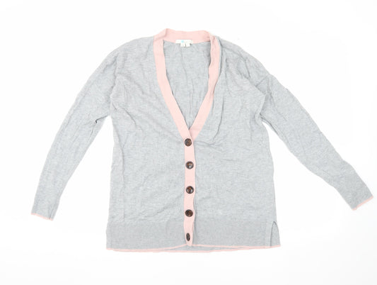 Boden Unisex Grey Cardigan S V-Neck Button Accent