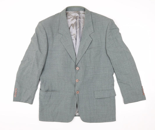 David Moss Men's Grey Blazer 40 Short Single-Breasted