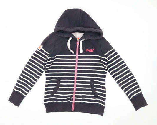 Superdry Men's Blue Striped Hooded Jacket M