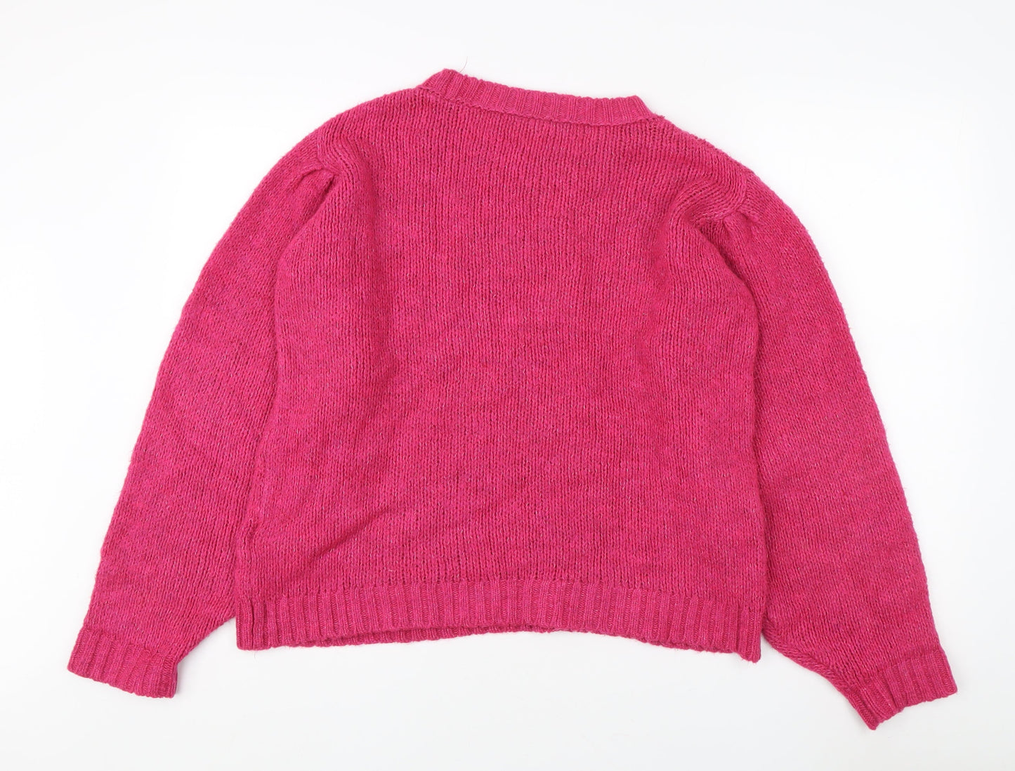 VILA Women's Pink Pullover Wool Jumper L