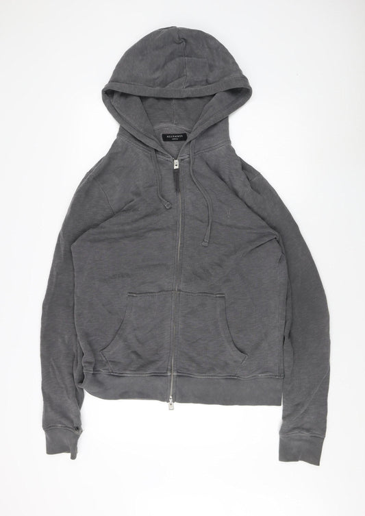 AllSaints Men's Grey Full Zip Hoodie Medium