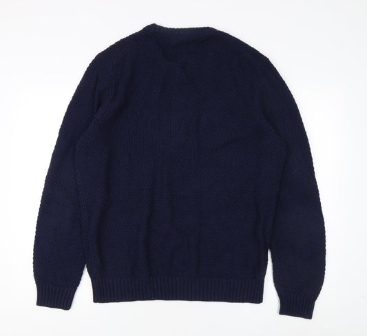 Racing Green Men's Blue XL Chunky-Knit Pullover