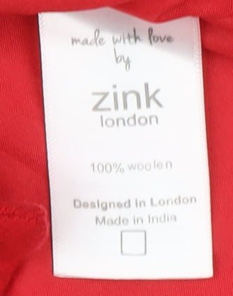 Zink London Women's Red Wool Pea Coat L