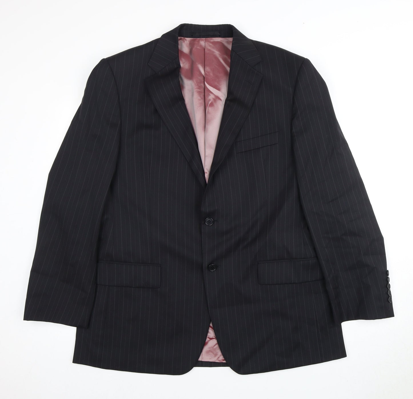 Marks and Spencer Men's Black Striped Suit Jacket 42R